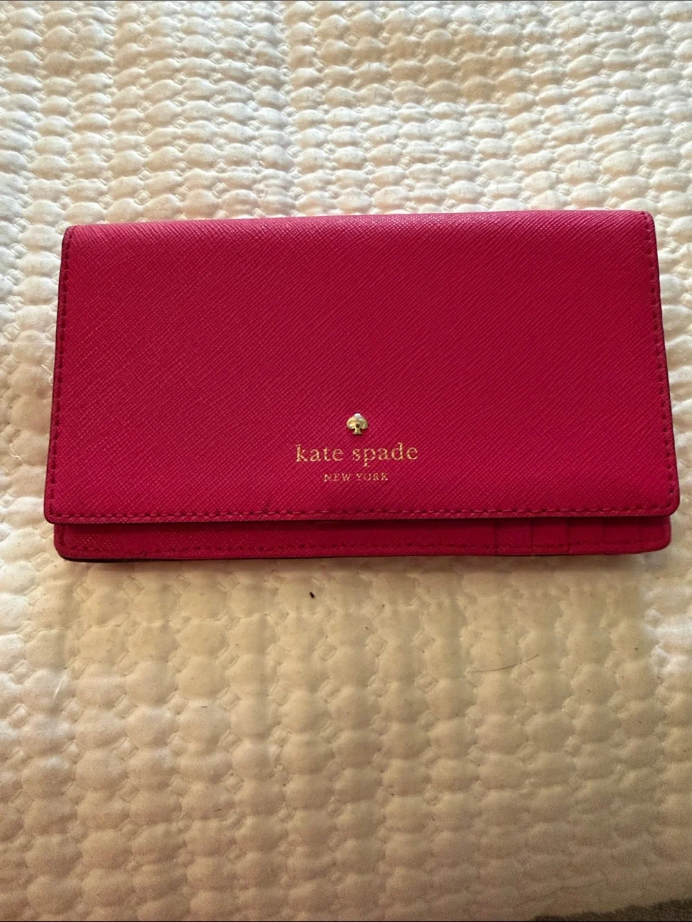 kate spade Hot Pink Saffiano Leather Trifold Wallet